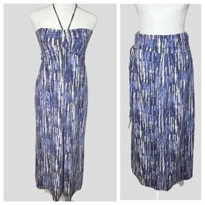 Eddie Bauer Convertible Halter Midi Dress Maxi Skirt Blue Gray Travel Size XS